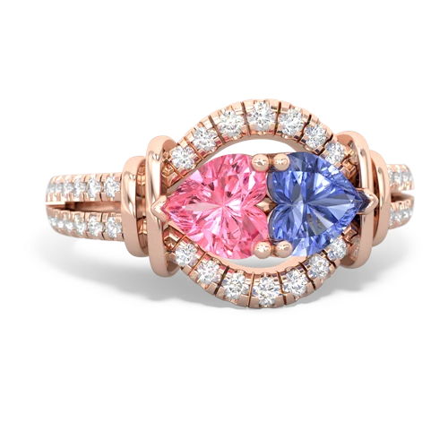 pink sapphire-tanzanite pave keepsake ring