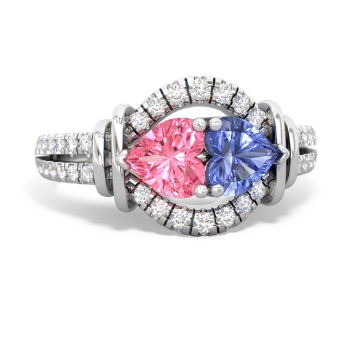 pink sapphire-tanzanite pave keepsake ring