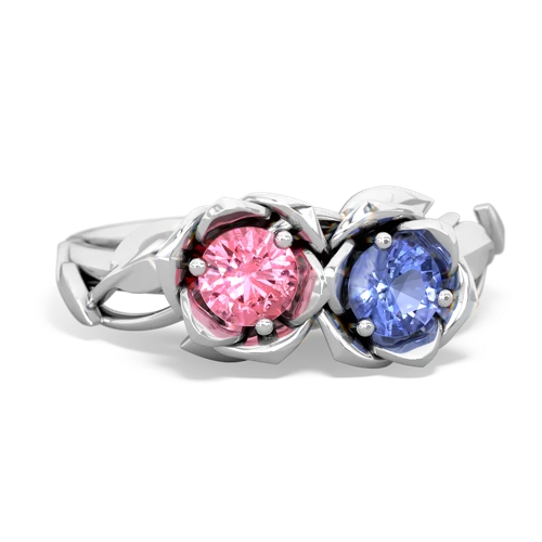 pink sapphire-tanzanite roses ring