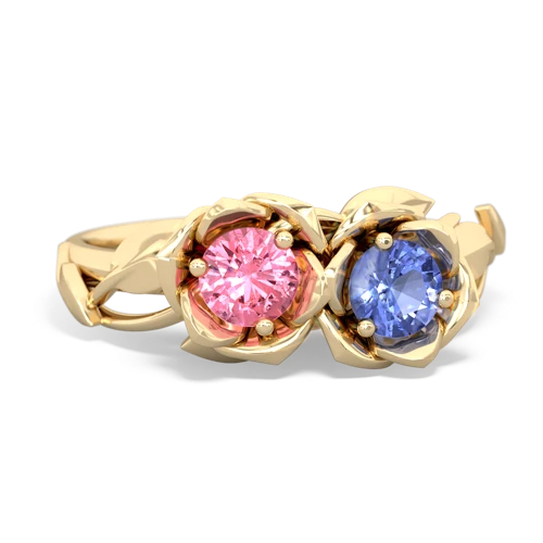 pink sapphire-tanzanite roses ring