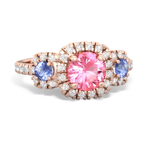 pink sapphire-tanzanite three stone regal ring