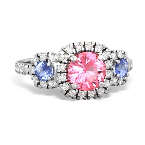 pink sapphire-tanzanite three stone regal ring