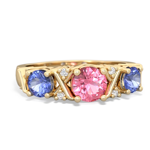 Lab Pink Sapphire Lab Created Pink Sapphire with Genuine Tanzanite and Genuine Swiss Blue Topaz Hugs and Kisses ring Ring