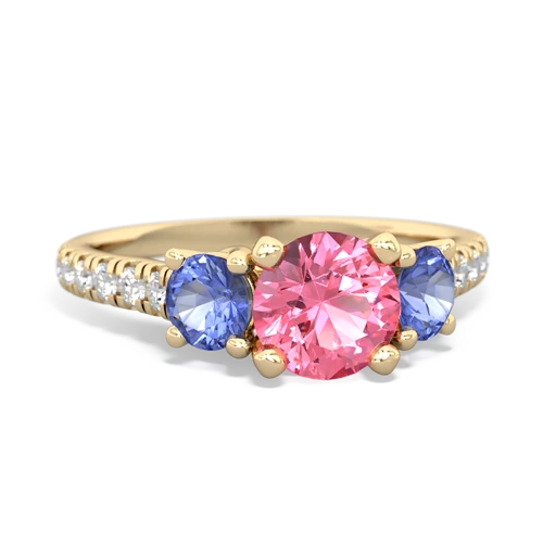 pink sapphire-tanzanite trellis pave ring