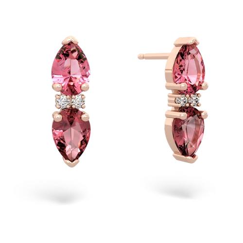 pink sapphire-tourmaline bowtie earrings