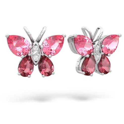 pink sapphire-tourmaline butterfly earrings