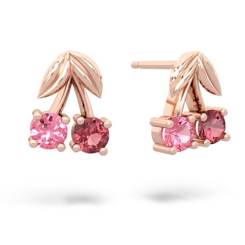 pink sapphire-tourmaline cherries earrings