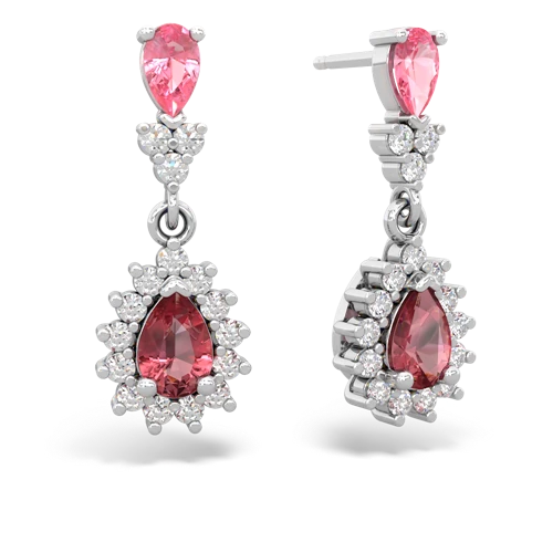 pink sapphire-tourmaline dangle earrings