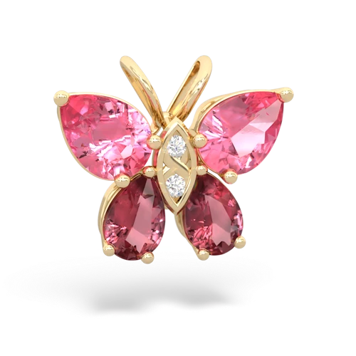 pink sapphire-tourmaline butterfly pendant