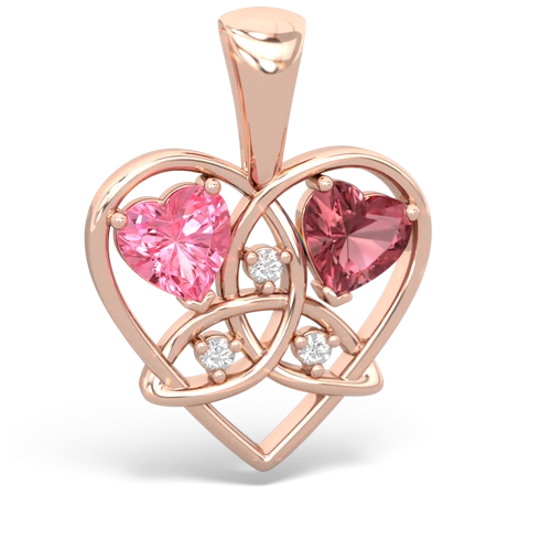pink sapphire-tourmaline celtic heart pendant