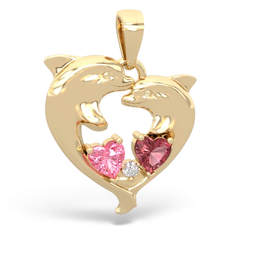 Lab Pink Sapphire Lab Created Pink Sapphire with Genuine Pink Tourmaline Dolphin Heart pendant Pendant