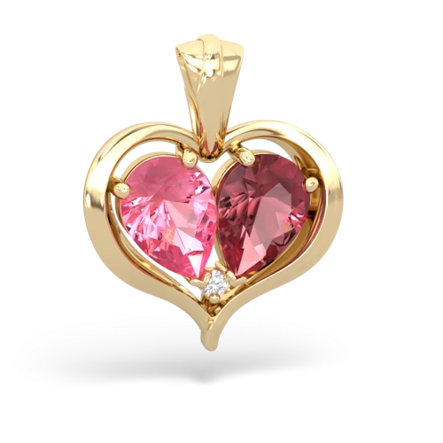 pink sapphire-tourmaline half heart whole pendant