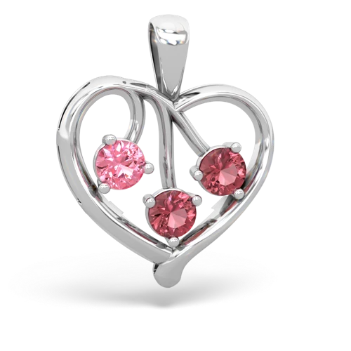 Lab Pink Sapphire Lab Created Pink Sapphire with Genuine Pink Tourmaline and Genuine Peridot Glowing Heart pendant Pendant