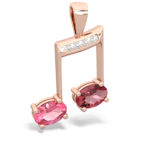 pink sapphire-tourmaline music notes pendant