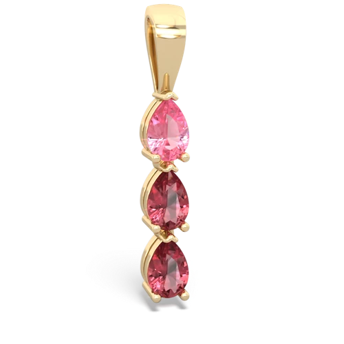 Lab Pink Sapphire Lab Created Pink Sapphire with Genuine Pink Tourmaline and Genuine Peridot Three Stone pendant Pendant