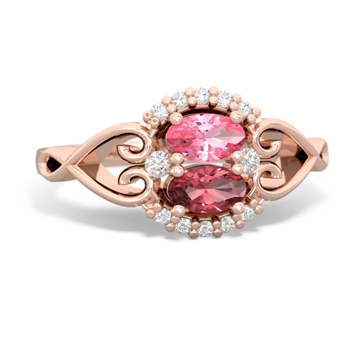 Lab Pink Sapphire Lab Created Pink Sapphire with Genuine Pink Tourmaline Love Nest ring Ring