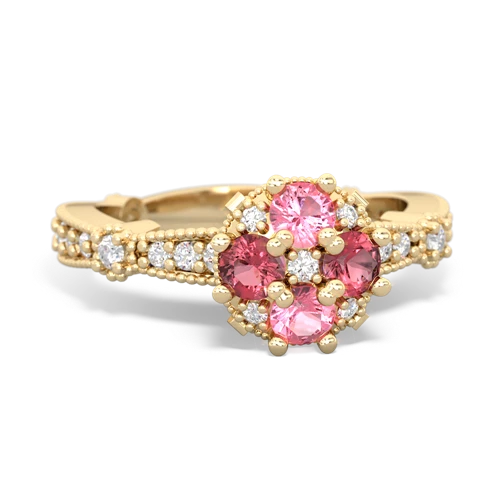 Lab Pink Sapphire Lab Created Pink Sapphire with Genuine Pink Tourmaline Milgrain Antique Style ring Ring