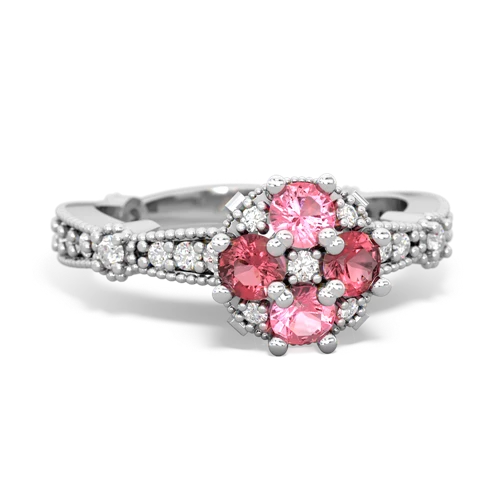 pink sapphire-tourmaline art deco engagement ring