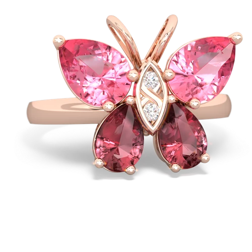 pink sapphire-tourmaline butterfly ring