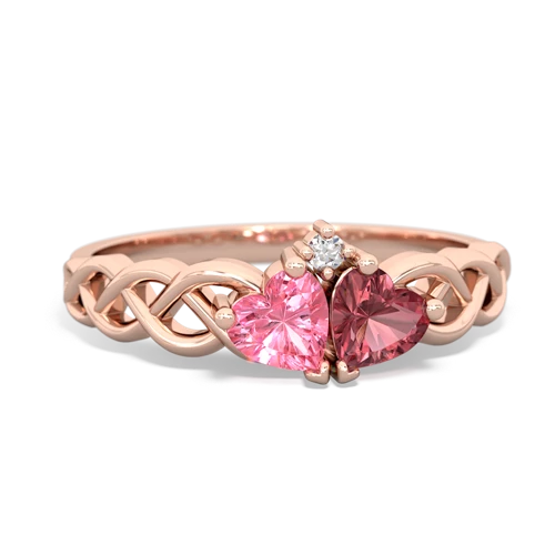 pink sapphire-tourmaline celtic braid ring