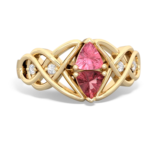 pink sapphire-tourmaline celtic knot ring