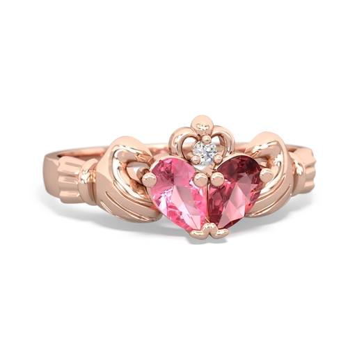 Lab Pink Sapphire Lab Created Pink Sapphire with Genuine Pink Tourmaline Claddagh ring Ring