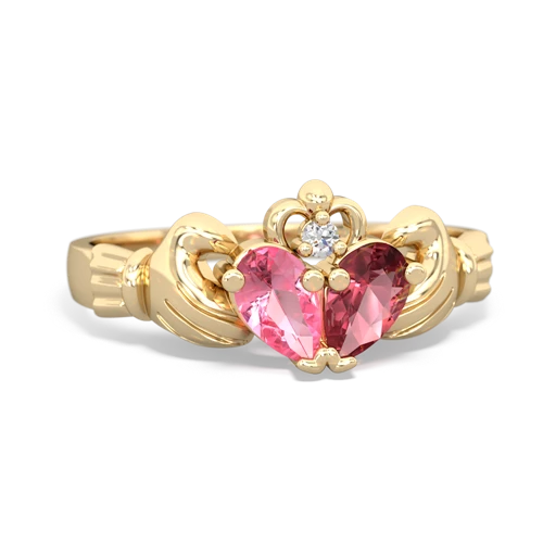 pink sapphire-tourmaline claddagh ring