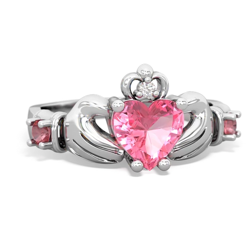 Lab Pink Sapphire Lab Created Pink Sapphire with Genuine Pink Tourmaline and  Claddagh ring Ring