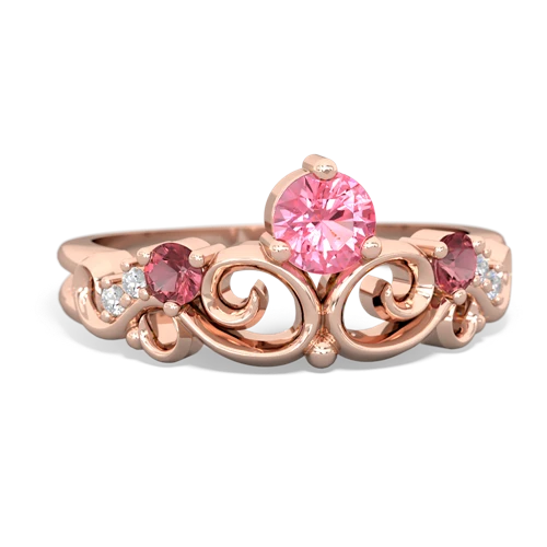 Lab Pink Sapphire Lab Created Pink Sapphire with Genuine Pink Tourmaline and Genuine Peridot Crown Keepsake ring Ring