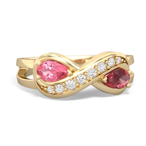 Lab Pink Sapphire Lab Created Pink Sapphire with Genuine Pink Tourmaline Diamond Infinity ring Ring