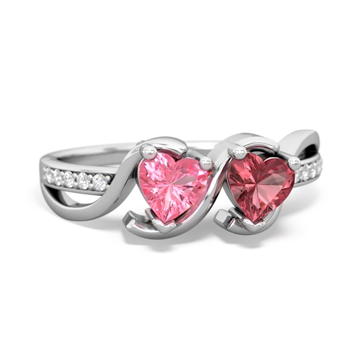 Lab Pink Sapphire Lab Created Pink Sapphire with Genuine Pink Tourmaline Side by Side ring Ring