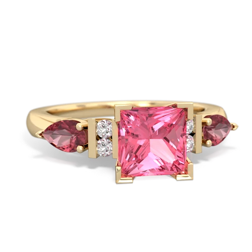 Lab Pink Sapphire Lab Created Pink Sapphire with Genuine Pink Tourmaline and Genuine Opal Engagement ring Ring