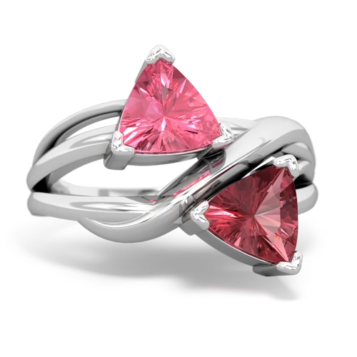 Lab Pink Sapphire Lab Created Pink Sapphire with Genuine Pink Tourmaline Split Band Swirl ring Ring