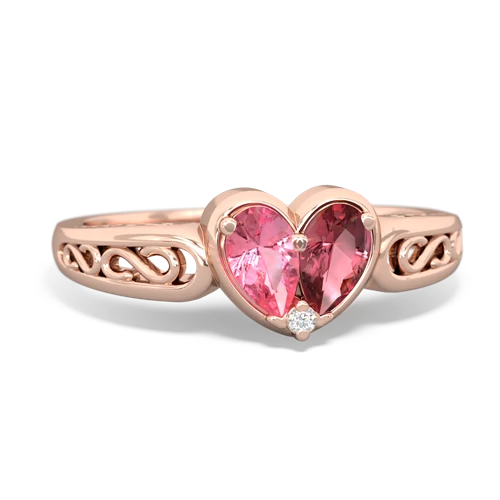 pink sapphire-tourmaline filligree ring