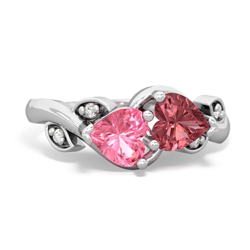 Lab Pink Sapphire Lab Created Pink Sapphire with Genuine Pink Tourmaline Floral Elegance ring Ring