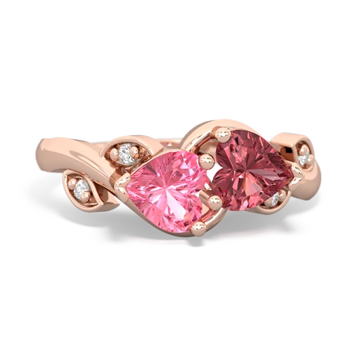 pink sapphire-tourmaline floral keepsake ring