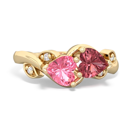pink sapphire-tourmaline floral keepsake ring