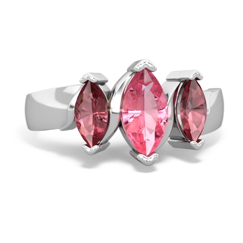Lab Pink Sapphire Lab Created Pink Sapphire with Genuine Pink Tourmaline and Lab Created Pink Sapphire Three Peeks ring Ring
