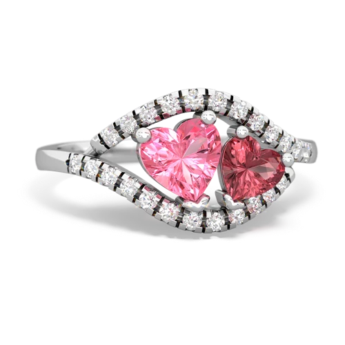 Lab Pink Sapphire Lab Created Pink Sapphire with Genuine Pink Tourmaline Mother and Child ring Ring