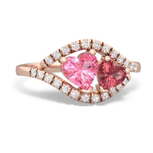 pink sapphire-tourmaline mother child ring