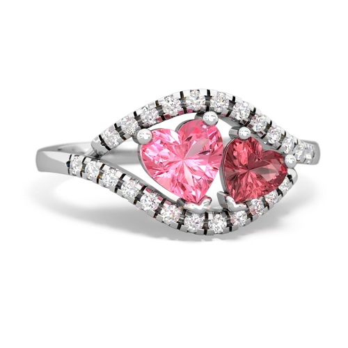 pink sapphire-tourmaline mother child ring