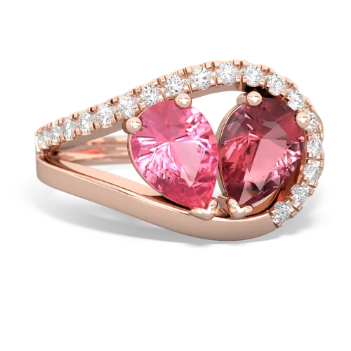 pink sapphire-tourmaline pave heart ring