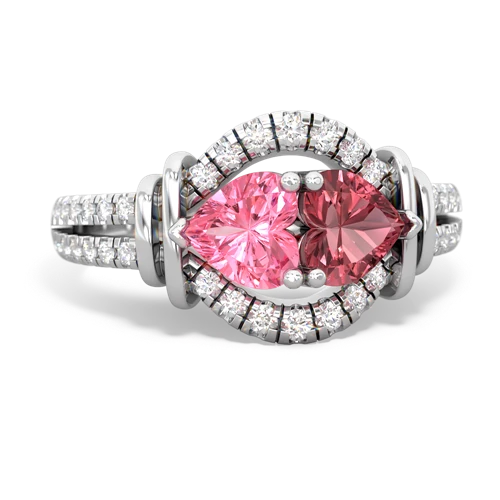 Lab Pink Sapphire Lab Created Pink Sapphire with Genuine Pink Tourmaline Art-Deco Keepsake ring Ring