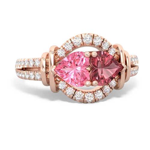 pink sapphire-tourmaline pave keepsake ring