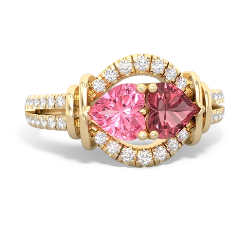 pink sapphire-tourmaline pave keepsake ring