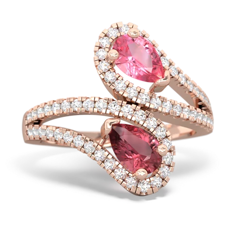 Lab Pink Sapphire Lab Created Pink Sapphire with Genuine Pink Tourmaline Diamond Dazzler ring Ring