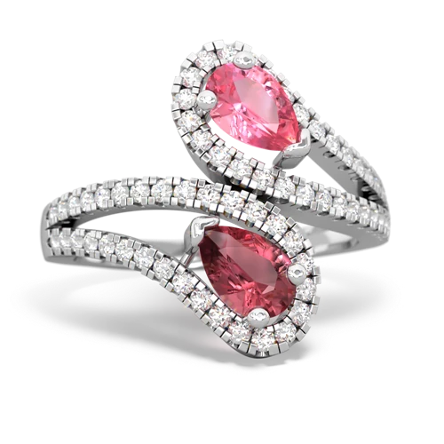 pink sapphire-tourmaline pave swirls ring