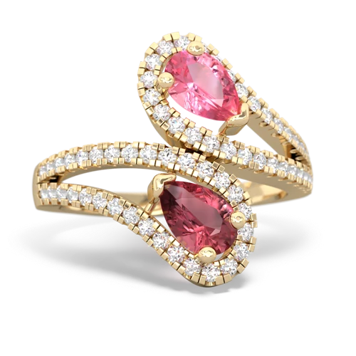 pink sapphire-tourmaline pave swirls ring