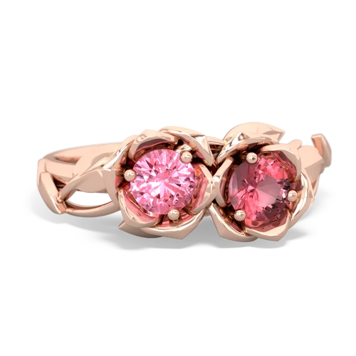 Lab Pink Sapphire Lab Created Pink Sapphire with Genuine Pink Tourmaline Rose Garden ring Ring