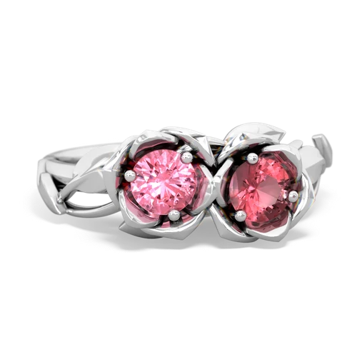 pink sapphire-tourmaline roses ring